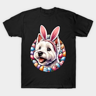 West Highland White Terrier Celebrates Easter with Bunny Ears T-Shirt